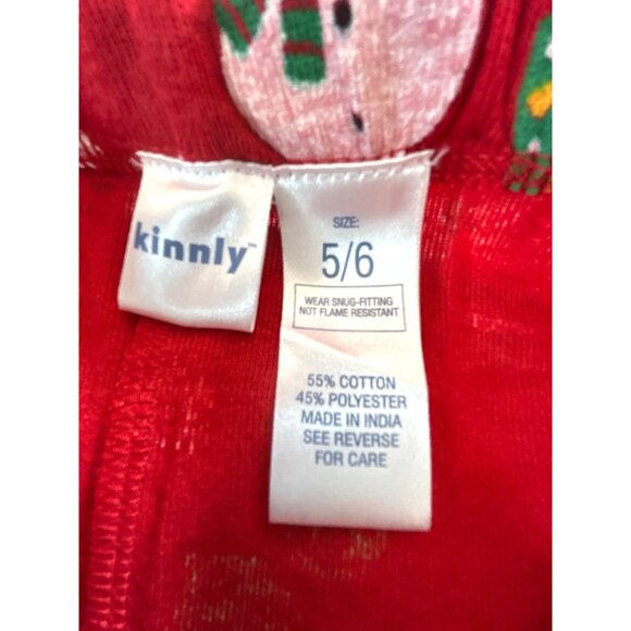 Kinnly Girls Pajama Set Christmas Snug Fit Red Multi Size 5/6 - Picture 4 of 5